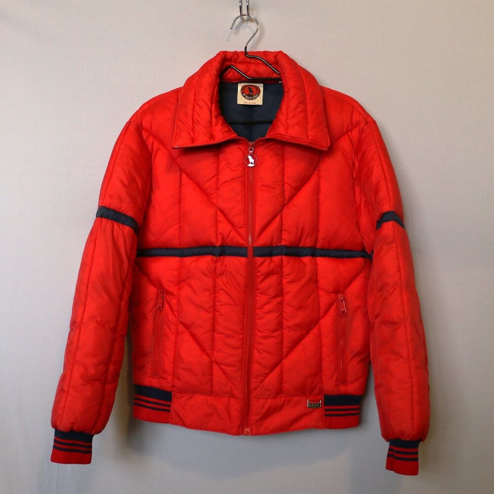 Vintage Puffer Jacket, Red/Navy, Men's Large Mountain Goat by White Stag